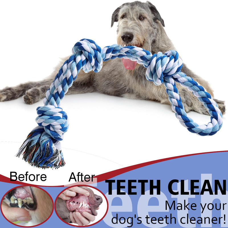 Dog Rope Toys Indestructible Dog Toys, Dog Chew Toys for Aggressive Chewers, Tough Puppy Teething Chew Toys for Boredom, Dental Cleaning Tug of War Dog Toy, Great for Small to Large Breed Blue - PawsPlanet Australia