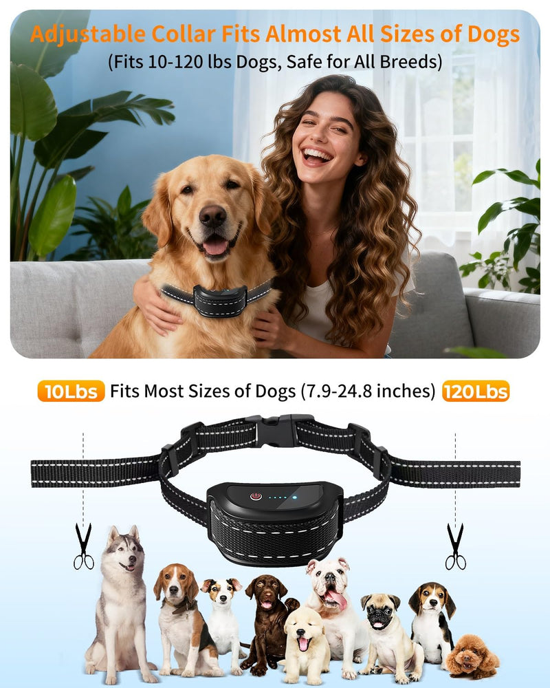 Dog Shock Collar with Remote Control – Shock Collar for Dogs 10–120 lbs, 2000FT Long Range IPX7 Waterproof Rechargeable Dog Training Collar with 4 Safe Modes Beep Vibration Shock & Flashlight Grey