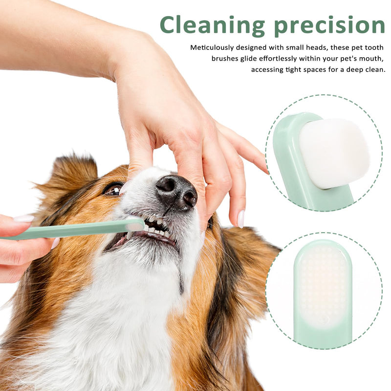 PRETYZOOM 3-Pack Pet Toothbrushes with Soft Plastic Bristle Head, Small Head Design for Precise Cleaning for Cats and Rabbits, for Pet Owners