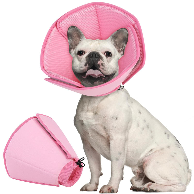 Dog Cone Collar - Soft Elizabethan Collar for Dogs After Surgery, Comfy Cone for Dogs to Stop Licking, Adjustable Dog Cone Alternative for Wound Healing (Pink M) Pink