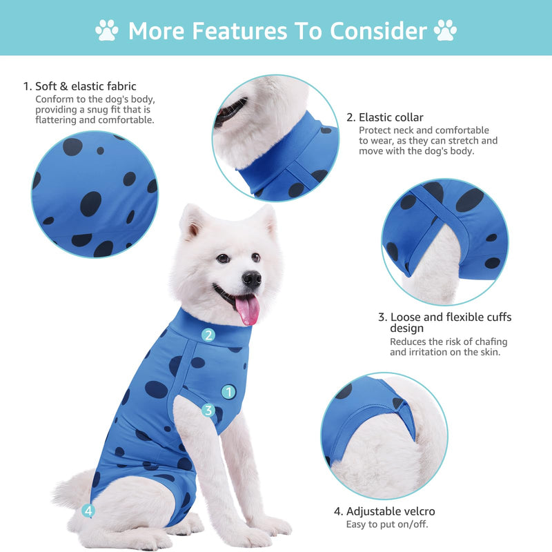 Dog Recovery Suit, Professional Dog Surgery Suit Post Spay, Neuter, Abdominal Surgical Suit for Male Female Dogs Can Pee, Prevent Licking Soft Breathable Cotton Covers Wound (Blue, X-Large) - PawsPlanet Australia