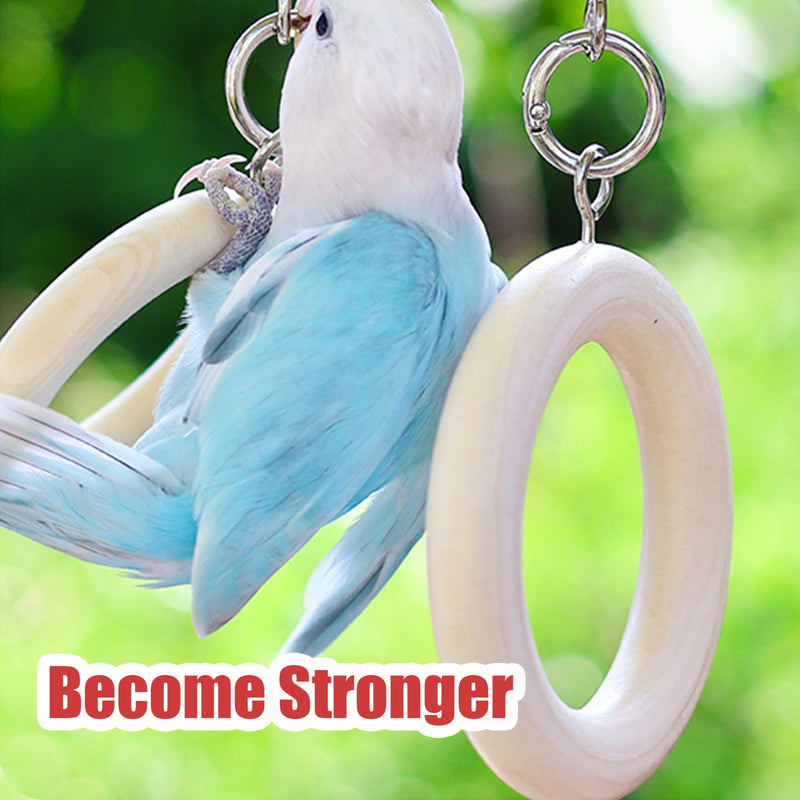 Bird Swing Rings for Cage,Hanging Bird Toys Natural Wooden,Bird Perch Climbing Toys,Parrot Perch Stand for Conure,Budgie,Cockatiel,Lovebird,Canary,Finch,Hamster,Small Pets Accessories,4-Ring - PawsPlanet Australia