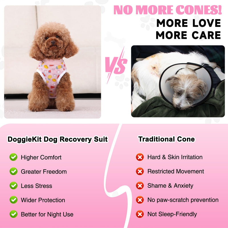 Dog Surgery Recovery Suit, Puppy Surgical Onesie for Female Spay Male Neuter, Soft Anti-Licking Bodysuit Pajamas Shirt After Surgery, E-Collar & Cone Alternatives for Small Medium Dogs Cats Watermelon S