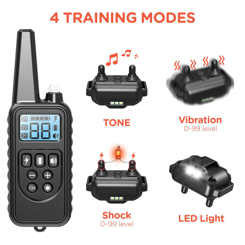 FunniPets Dog Training Collar for 3 Dogs, 2600ft Dog Shock Collar with Remote Waterproof Electronic Dog Collar for Small Medium and Large Dogs with 4 Training Modes Light Static Shock Vibration Beep - PawsPlanet Australia