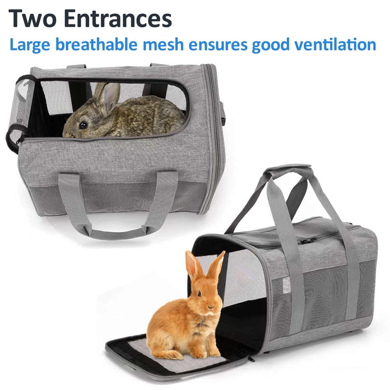 kathson Small Animal Carrier Bag, Guinea Pig Rabbit Travel Carrier Breathable Mesh Window Pet Portable Hand Bag for Hamster Bird Bunny Bearded Dragon Kitty and Etc (Grey) Gray 15.0"L x 9.8"W x 10.2"H - PawsPlanet Australia
