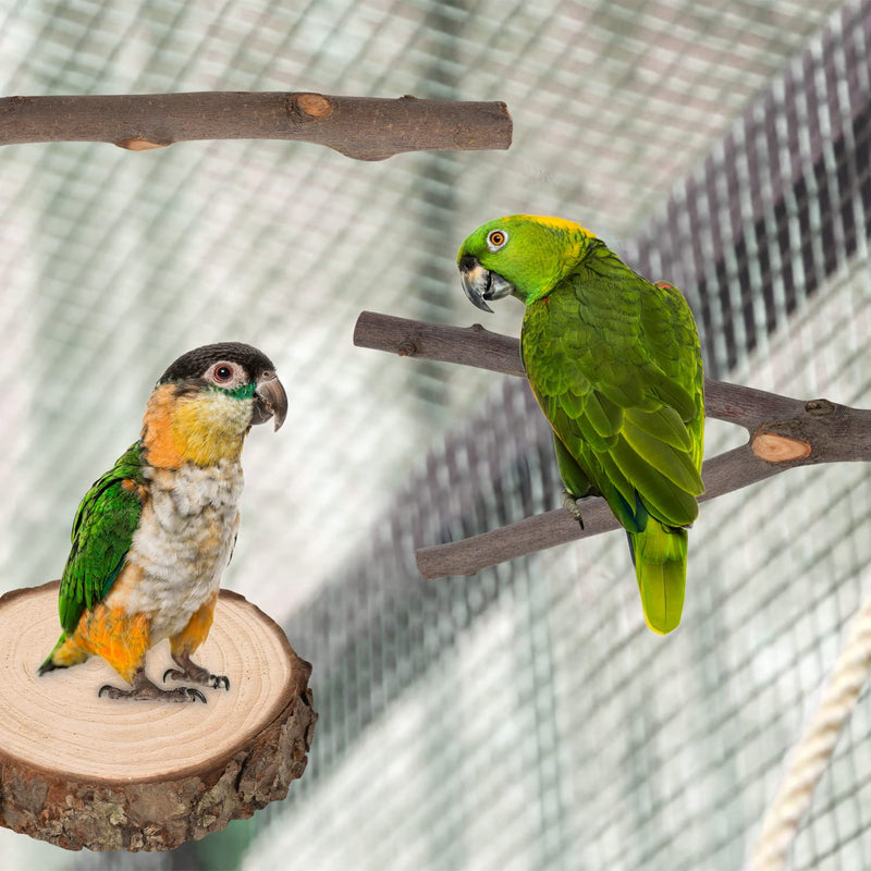 9 PCS Natural Wood Bird Perch, Wooden Parrot Perch Stand Bird Cage Branches Platform Accessories for Parakeets Cockatiels Conures Macaws Finches Love Birds 9 - PawsPlanet Australia