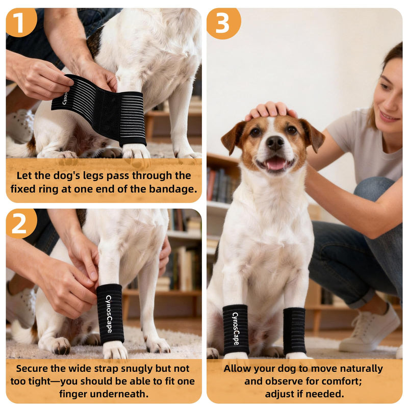 Dog Leg Brace, Black Compression Support Wraps for Front or Rear Legs with Streching Adjustable Strap,Dog Wrist Brace- Leg Sleeve to Stop Licking - Aid in Wound Care and Recovery (Balck, Large)