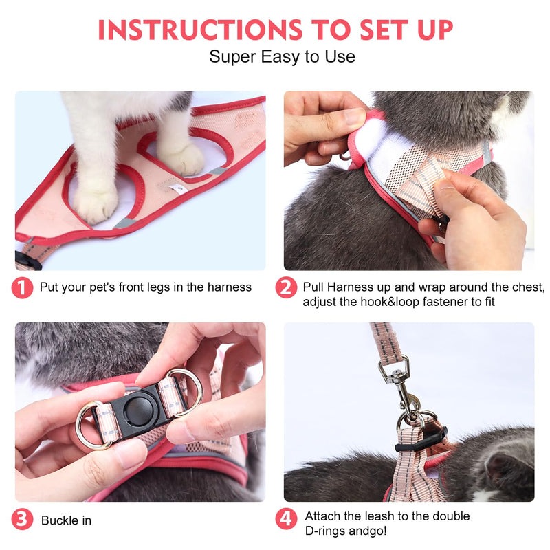 Cat Harness and Leash Set, Soft and Breathable Vest with Reflective Strip, Escape Proof Kitten Harness, Easy to Wear for Cats Walking and Traveling (Purple, M) M (Chest:15.5''-17'') Purple - PawsPlanet Australia