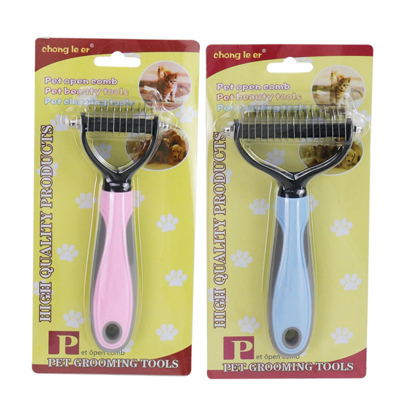 2-in-1 Pet Grooming Tool, Demating Comb for Small, Medium to Large Dogs and Cats, 11 + 6 Double-Sided Deshedding Tool, Removes Knots and Tangled Hair (Blue) Blue-a - PawsPlanet Australia
