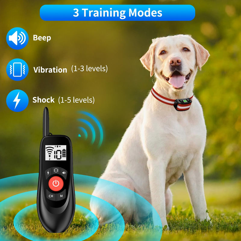 VIVIDVISTA Wireless Dog Fence for 2 Dogs - Adjustable up to 1640ft Electric Fence, 185 Days Standby Time Training Collar, Pet Containment System with 3 Training Modes, Flash Light and Waterproof