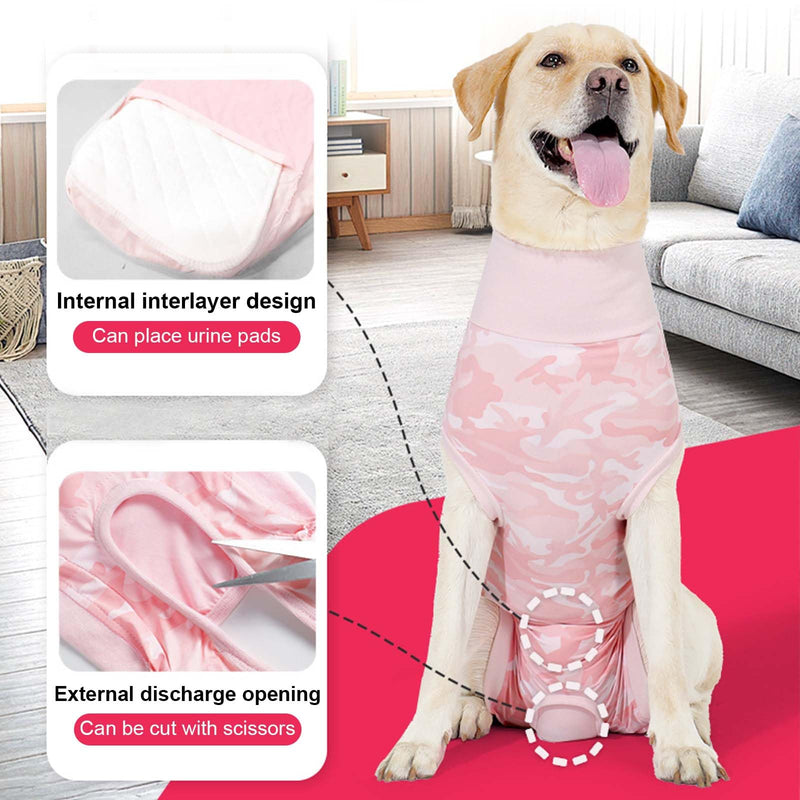 Dog Bodysuit After Surgery - Surgical Body Dog for Castration & Male - Medical Wound Protection Suit for Dogs Velcro Closure - Alternative to Cone/Collar - Surgery Body After Surgery for Dogs L pink