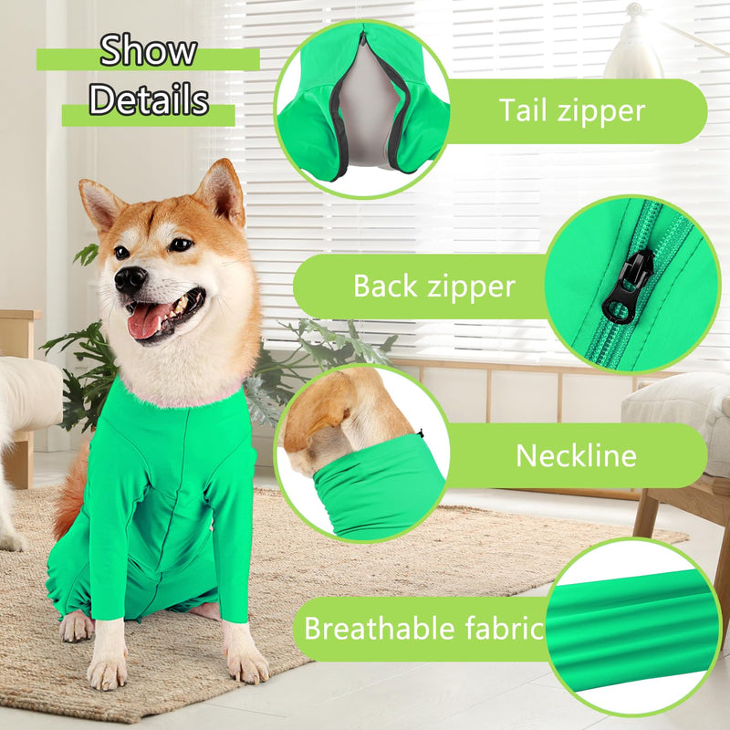 Dog Onesie Surgery Recovery Suit for Female Male Dog Surgical Bodysuit After Surgery Wear for Small Medium Large Dog Shedding Suit Anxiety Calming Shirt Green/XXL XX-Large - PawsPlanet Australia