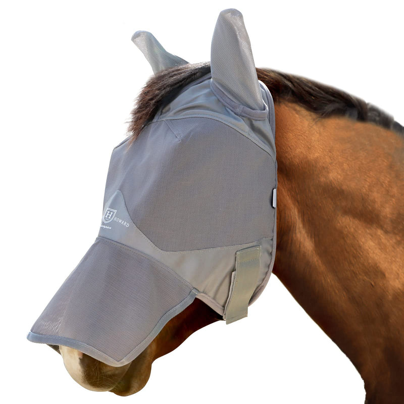 Harrison Howard Horse Fly Mask Long Nose with Ears Original Grey Warmblood Extra Large Warmblood (X-Large) - PawsPlanet Australia