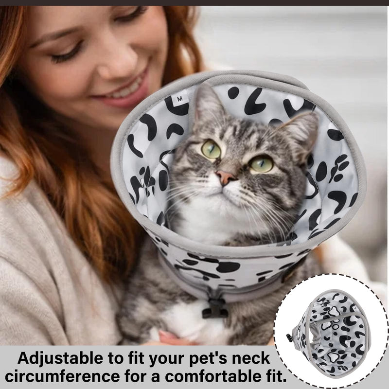 Cat Collar Soft, Adjustable Soft Recovery Cat Collar, Cat Collar for Puppies, Small Dogs and Cats, Prevents Licking (Grey, M)