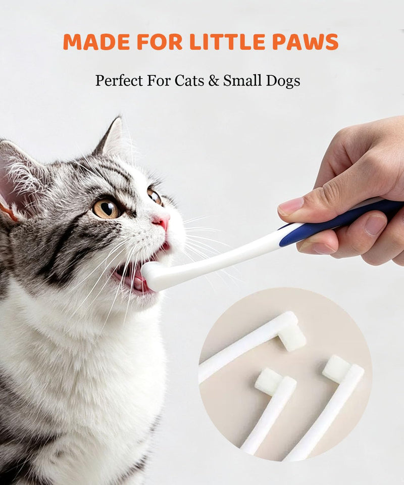 5Pack Ultra Soft Pet Toothbrush for Small Dog & Cat Toothbrush Set with 2 Finger Brushes - Soft Bristles for Gentle Pet Dental Care, Teething & Gingivitis Prevention for Puppies & Kittens Model A-small Head