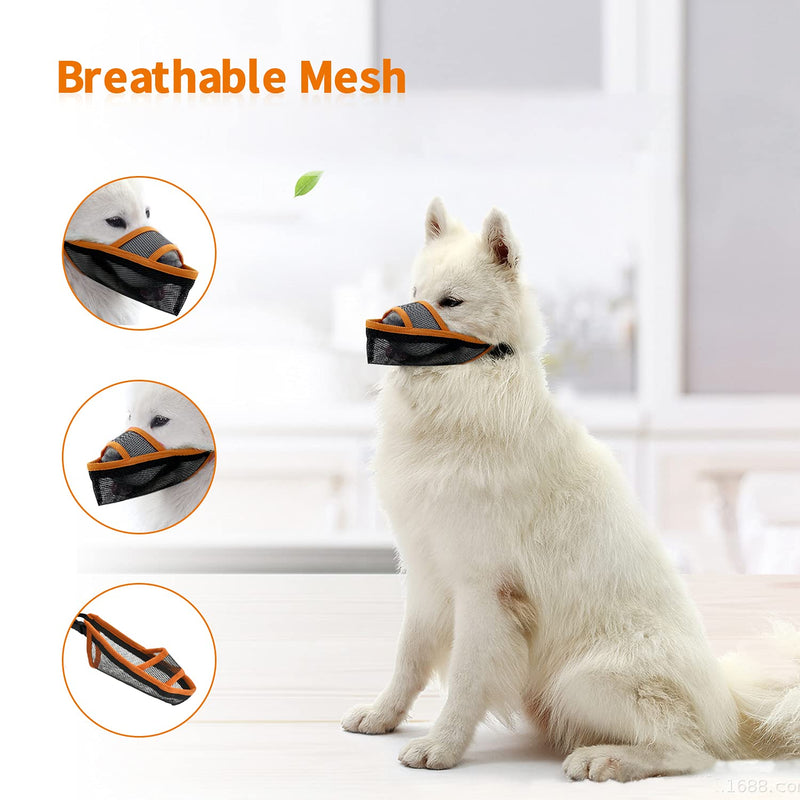 TANDD Dog Muzzle for Small Medium Large Dogs, Air Mesh Breathable and Drinkable Pet Muzzle for Anti-Biting Anti-Barking Licking S Orange