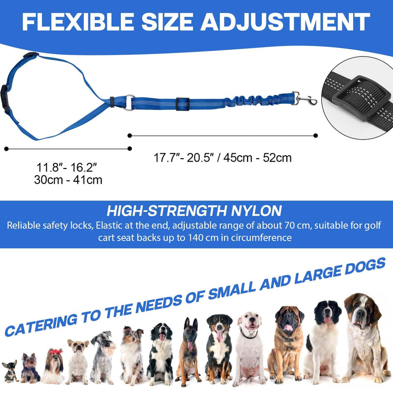 Dog Seat Belt Tether for Golf Cart, Adjustable Golf Dog Collar Leash for Car, Pet Dog Seat Belt Harness for Golf Cart Pet Safety Protection to Prevent Accidental Injury (Blue) Blue - PawsPlanet Australia