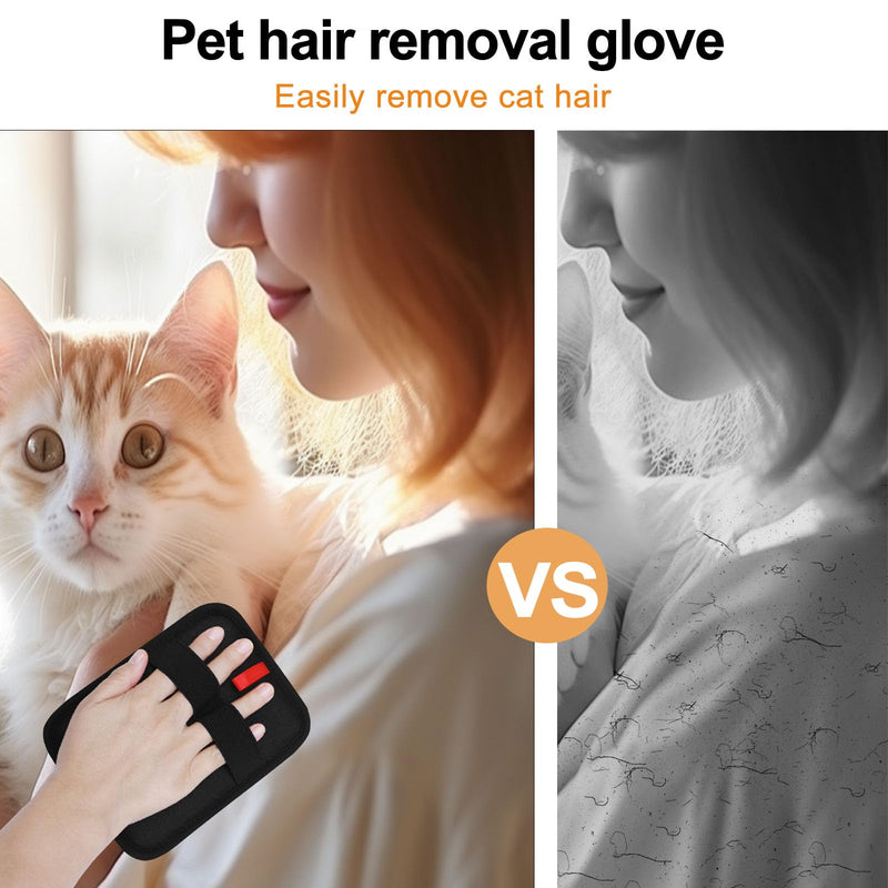 Pet Hair Removal Glove, Electrostatic Pet Hair Removal Gloves, Washable Reusable Dogs Cats Hair Gloves for Furniture, Bed, Sheets, Couch, Clothes, Carpet, Car Seat, Pet Grooming, Curtain 2PCS 2 - PawsPlanet Australia