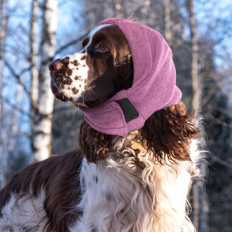 Nanaki Soft Dog Calming Hoodie Anxiety Relief Dog Ear Muffs Noise Protection Dog Ear Wrap Hematoma Fireworks Dog Ear Cover for Bath Blow Drying Dog Head Cover Noise Cancelling Sleep Help Headband M(Head Girth:14.6"-19.7") Rose Red - PawsPlanet Australia