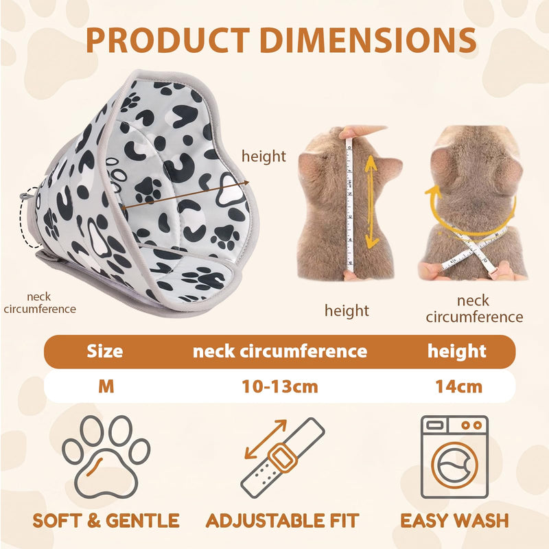 1 pc Cat Neck Brace, Adjustable Soft Anti-Bite Collar, Foldable Washable Protective Collar for Cats, Puppies & Small Dogs, Size M Neck Circumference 17-22 cm, Grey