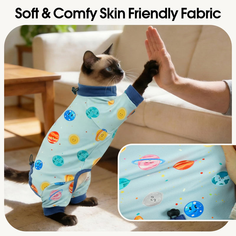 DENTRUN Cat Clothes for Hair Control with Hair Sticky Fabric - Soft Recovery Suit & Breathable Lint-Resistant Cat Sweater for Cats Only, Kitten Onesie Pajamas, XXL, Deep Blue XX-Large DeepBlue - PawsPlanet Australia