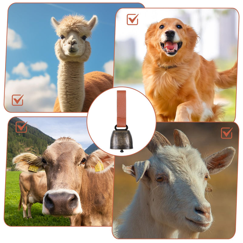 Leather Dog Collar Bell, 2 PCS Dog Bells with Leather Strap Pet Bell Tracker for Large Dogs Anti Lost Training Pets Pendant Accessories Pet Anti Theft Bells for Outdoor Safety, Hiking, Walking - PawsPlanet Australia