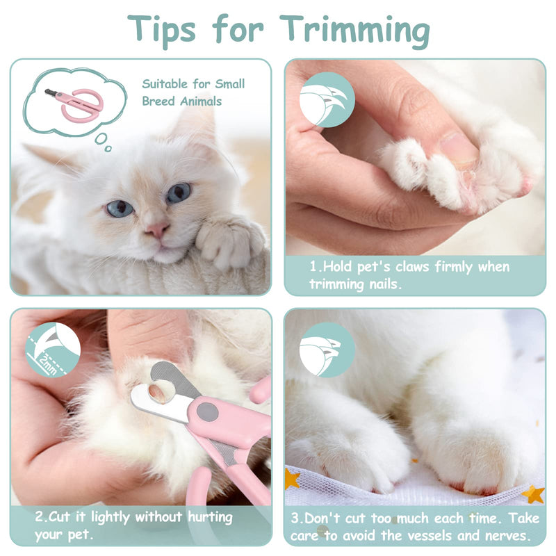 Cat Nail Clippers, Cat Claw Trimmer for Pet Grooming Tool, Easy Cutting Cat Claw Clippers, Dog Nail Clippers, Angled Blade Sharp Claw Scissors for Small Animals Rabbit Puppy Kitten Pink - PawsPlanet Australia