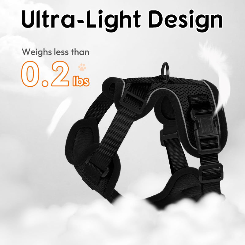 Dooradar Cat Harness and Leash Set, Escape Proof Safe Adjustable Kitten Vest Harnesses for Walking, Easy Control Soft Breathable Mesh Jacket with Reflective Strips for Cats, Black, XS - PawsPlanet Australia