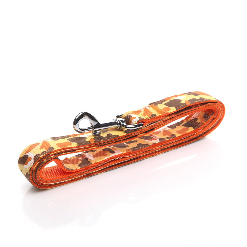 Heavy Duty Dog Leash, 4 FT/ 6 FT/ 10 FT Long, 1 Inch Wide, Nylon Camouflage Dog Leash for Small and Medium Dogs Orange - PawsPlanet Australia