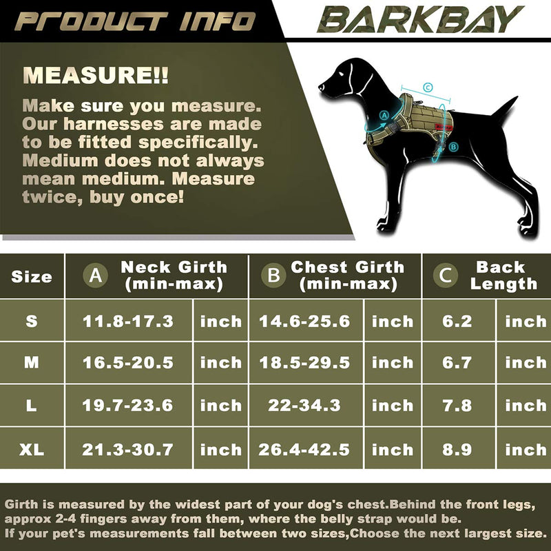 BARKBAY Tactical Dog Harness Large,Military Service Weighted Dog Vest Harness Working Dog MOLLE Vest with Loop Panels,No-Pull Training Harness with Leash Clips for Walking Hiking Hunting Large (Pack of 1) Camo