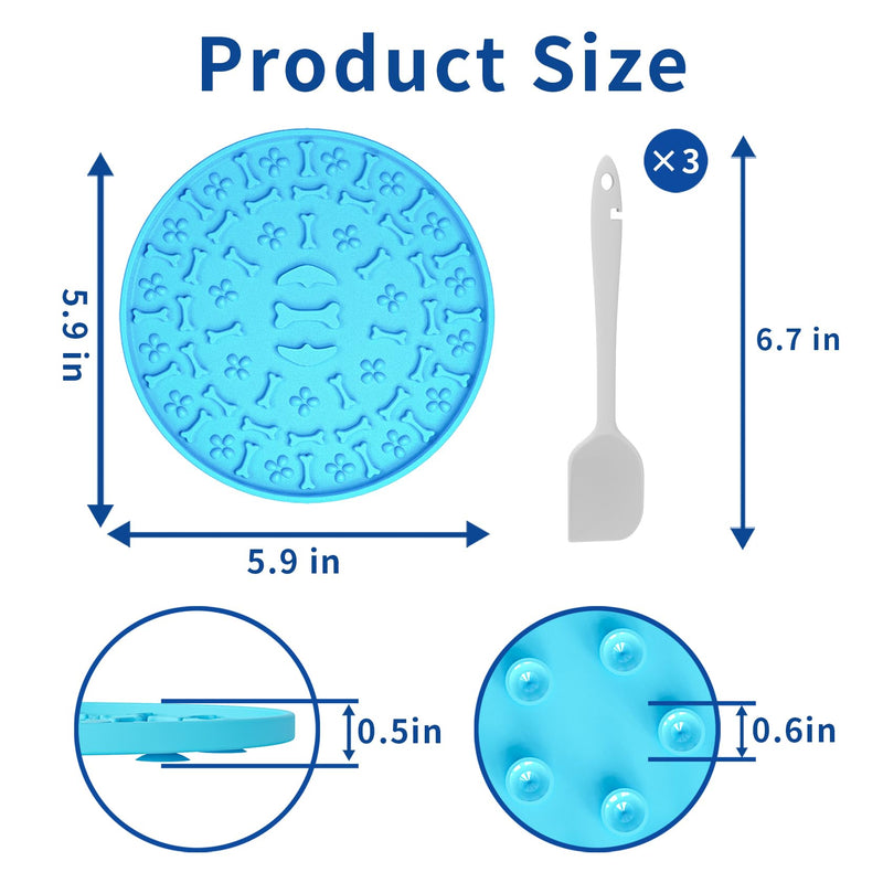 Lick Mat for Dogs & Cats 3 Pack - Silicone Dog Lick Mat with Suction Cups - Anxiety Relief/Promotes Healthy Eating/Frozen & Dishwasher Safe - Pet Peanut Butter Lick Pad LPFALASAT (Blue Orange Red) round - PawsPlanet Australia