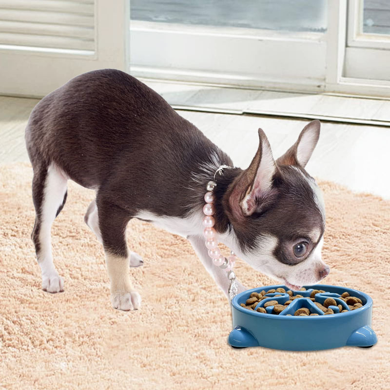 2 Pack Slow Feeder Dog Bowls Non Slip Puppy Bowl Durable Dog Puzzle Feeder Bloat Stop Dog Food Bowls for Puppy and Small Dogs, BPA Free, 1 Cup A-Blue & Grey-Small-1Cup