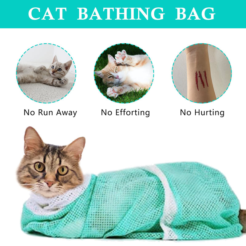 6 Pieces Cat Bathing/Grooming Bag, Adjustable Cat Shower Net Bag and Pet Nail Clippers, Nail File, Grooming Gloves, Tick Tool，Pet Dog and Cat Nail Trimming Check. - PawsPlanet Australia