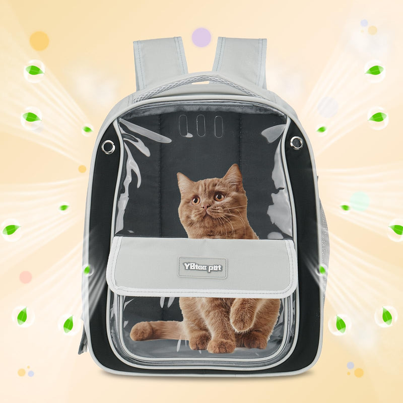 Pet Backpack Carrier, Portable and Ventilated, Oxford Cloth, Dogs Cats and Small Animals Travel Bag 13", (Gray, 1 Pcs), Intended for Hiking/Camping/Traveling Gray - PawsPlanet Australia