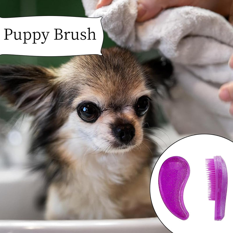 Small Dog Brush- Grooming Tool for Teddy, Yorkies, Maltese, Shih Tzu, Chihuahua - Puppy Hair Brush (Glitter Rose Red) Glitter Rose Red - PawsPlanet Australia