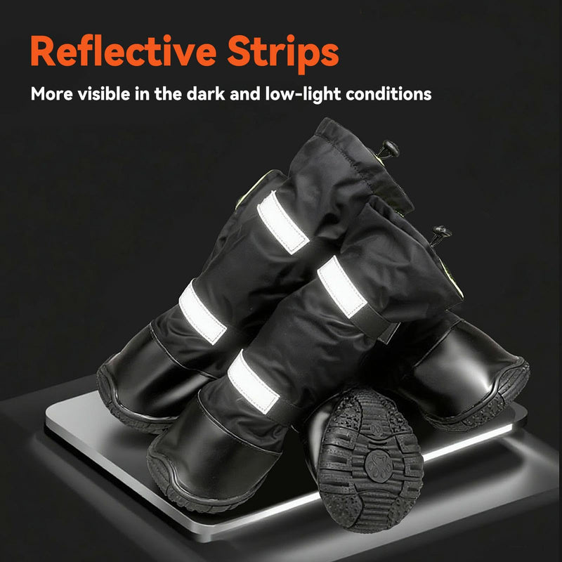 4 PCS Dog Boots Waterproof Dog Shoes with Reflective, Anti-Slip Pet Paw Protectors for Snowy, Rainy and Hot Pavement, Black, Small #2 - PawsPlanet Australia