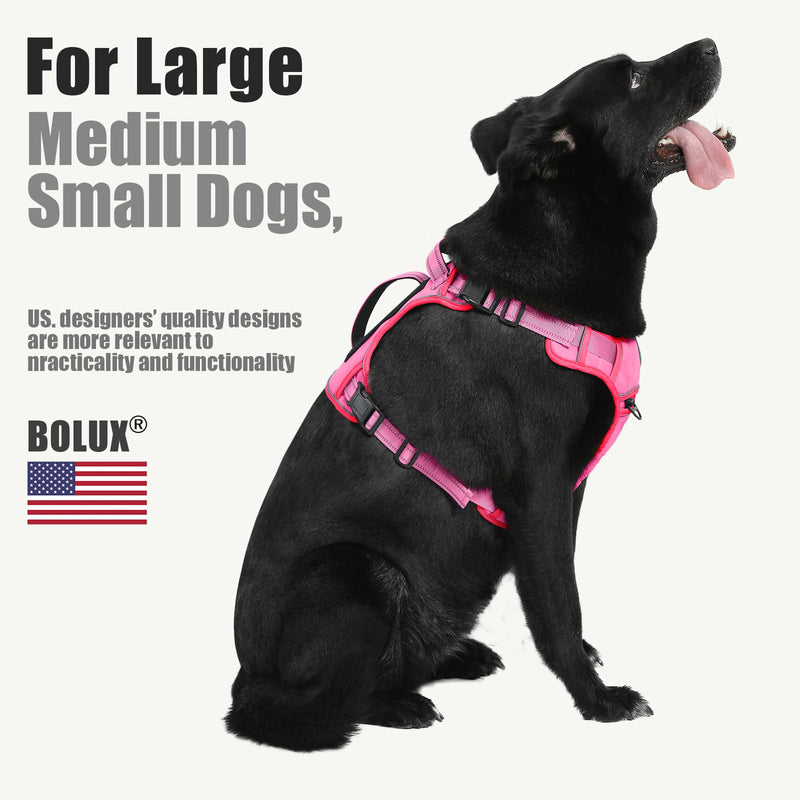 Bolux Tactical Dog Harness for Large Dogs, No Pull Adjustable, Reflective K9 Working Training, Easy Control, Military Service Dog Harness (Fuchsia, X-Large) X-Large (Pack of 1) Fuchsia - PawsPlanet Australia