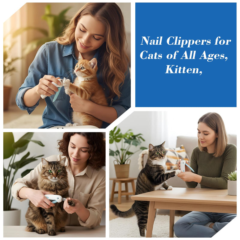 Lusofie Pain-Free Cat Nail Clippers for Indoor Cats - Quick & Safe Claw Trimmer with Guard to Prevent Overcutting, Anti-Splash Design & Hidden Nail File | for Kittens & Adult Cats - PawsPlanet Australia