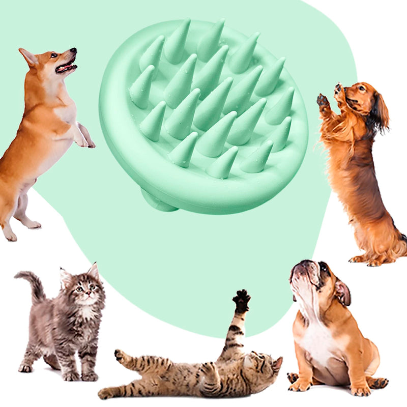 Premium Brush Dog Brush Cat Brush Dog Care Massage Brush Bath Brush Soft Silicone Bristles Dogs Cats Short Hair & Long Hair Rubber Curry for Brushing Loose (Light Green) light green