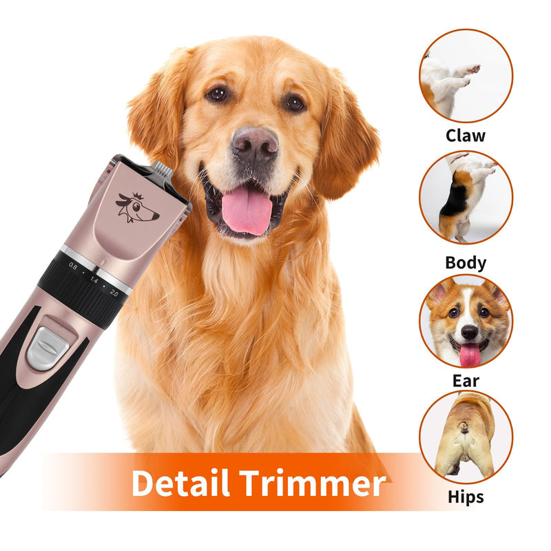 Aovdy Dog Clippers Grooming Kit Dog Shaver Clippers Hair and Paw Electric Cleaning Hair Clippers Set for Dogs Cats Rabbit (Rose Gold, Scissor Set+Foot Shaving Blade) - PawsPlanet Australia