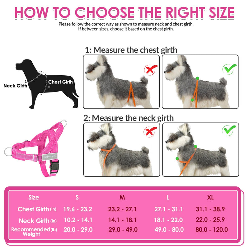 SlowTon No Pull Dog Harness - Heavy Duty Dog Harness and Leash Set for Medium Large Dogs, Reflective Tactical Harness with Soft Padded and Front Clip for Easy Walk and Training (Fuchsia L) Fuchsia