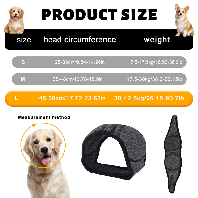 Dog Ear Covers, Dog Ear Muffs Noise Protection, Dogs Calming Hood,Adjustable Shower Cap Pet Ears, Dogs Ear Head Wrap Cups Shower Cap Pet Supplies for Bath Grooming (Grey, L) Grey