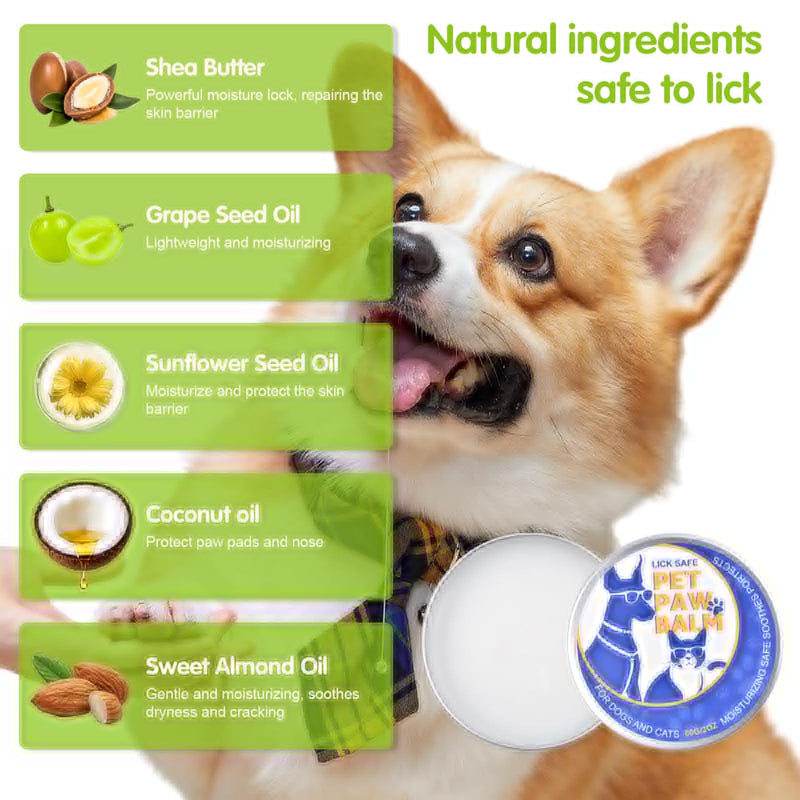 Dog Paw Balm Lick-Safe Paw Balm for Dogs & Cats, Natural Moisturizer with Organic Coconut Oil Quickly Nourishes and Repairs Dry, Cracked Paws and Nose - PawsPlanet Australia