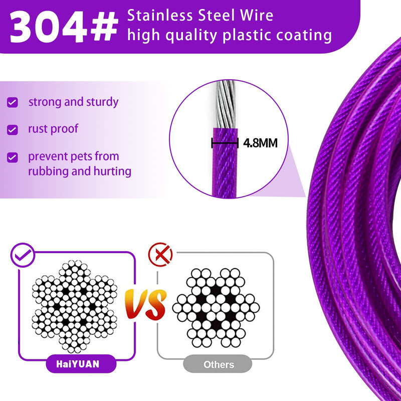 Dog Tie Out Cable 10/15/20/25/30 FT Dog Runner for Yard Steel Wire Dog Cable with Durable Superior Clips purple Dog Chains Heavy Duty for Outside Hold Large Dogs Up to 165 lbs 10FT - PawsPlanet Australia
