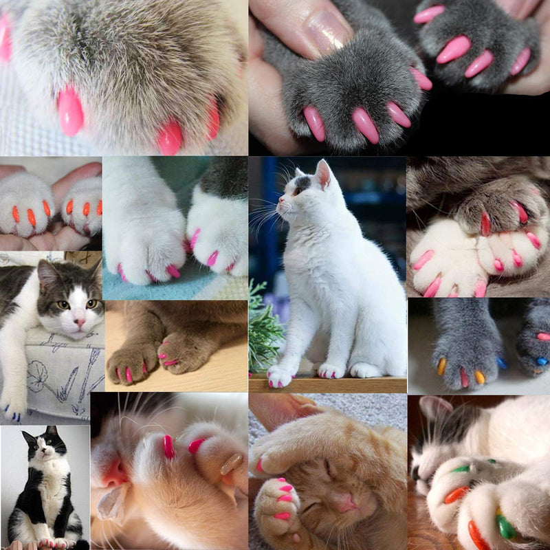 VICTHY 140pcs (14 Colors) Cat Nail Caps, Cat Claw Covers Cat Nail Covers with Adhesives and Applicators (Medium) Medium - PawsPlanet Australia