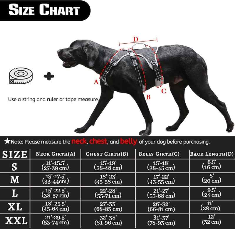BELPRO Multi-Use Support Dog Harness, Escape Proof No Pull Reflective Adjustable Vest with Durable Handle, Dog Walking Harness for Big/Active Dogs (Black, S) Black S (Pack of 1)