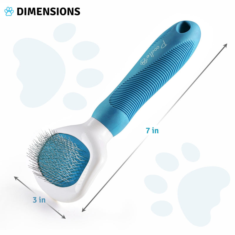 Poodle Pet Slicker Brush - For Dogs, Cats, and Rabbits - Removes Matted Fur, Knots, and Loose Hair - Suitable for Grooming Doodles and Goldendoodles with Short or Long Hair Blue - PawsPlanet Australia
