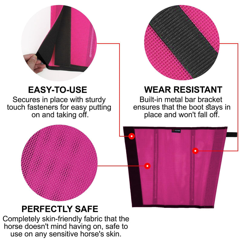 Horse Fly Boots, Breathable Mesh Protection Set of 4, Comfortable Pony Leggings, Breathable Mesh Design, Equines Supplies for Reduce Stomping, Hoof Damage & Leg Fatigue (Rose Red, Large) Rose Red Large (For average horses) - PawsPlanet Australia