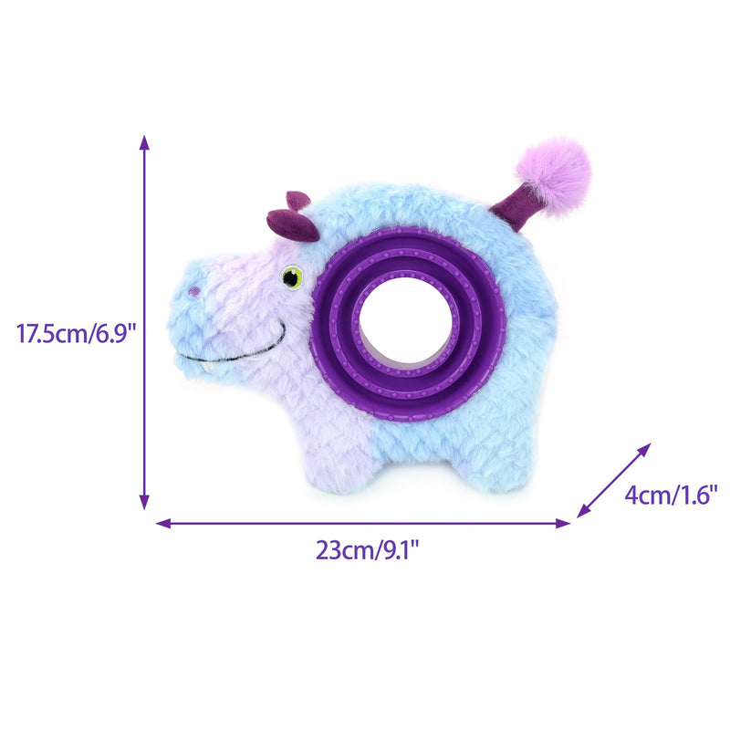 CHIWAVA 9.1 Inch Interactive Squeaky Plush Dog Toy 2 in 1 Hippo Chew Toys with Slow Food Bowl for Small Medium Dogs 9.1" Purple Hippo