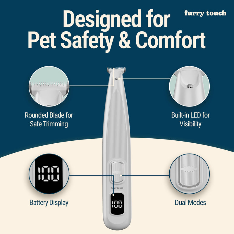 Dog Paw Trimmer - Electric Cordless Pet Clippers for Dogs & Cats - Quiet Dual-Speed Groomer with Pet-Safe Blade for Feet, Ears, Face - USB-C Rechargeable - with Travel Bag, Comb & Brush - PawsPlanet Australia